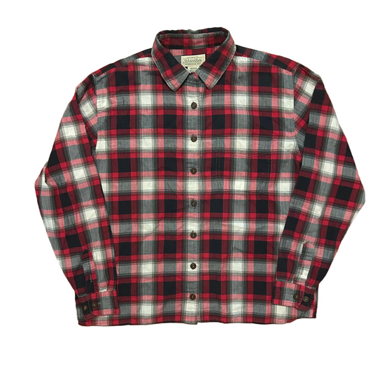 St John’s Bay Red Black Button Up Flannel Shirt - Medium - 21" x 24"