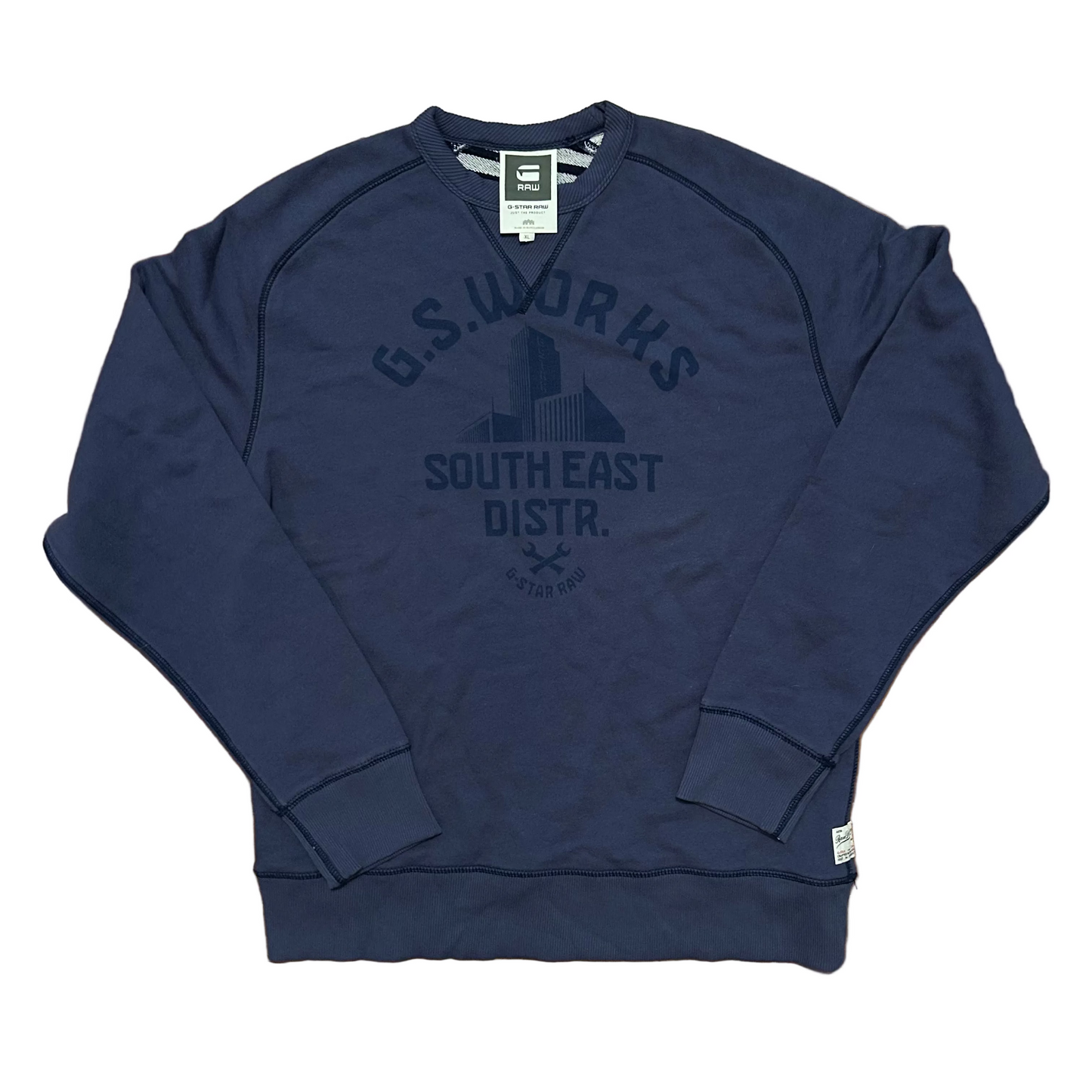 G Star Raw GS Works Navy Blye Crewneck Sweatshirt - XLarge - 24" x 28"