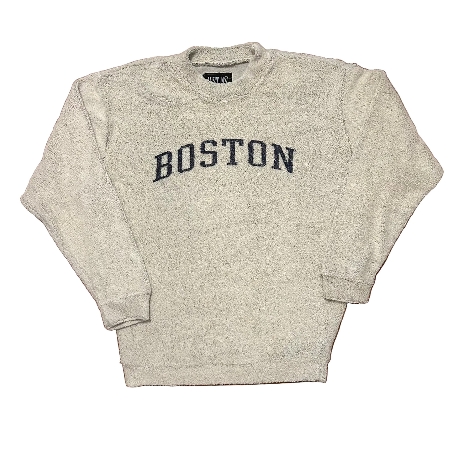 Austins Inc Boston Massachusetts Towel Fleece Grey White Crewneck Sweatshirt - XLarge - 25" x 29"