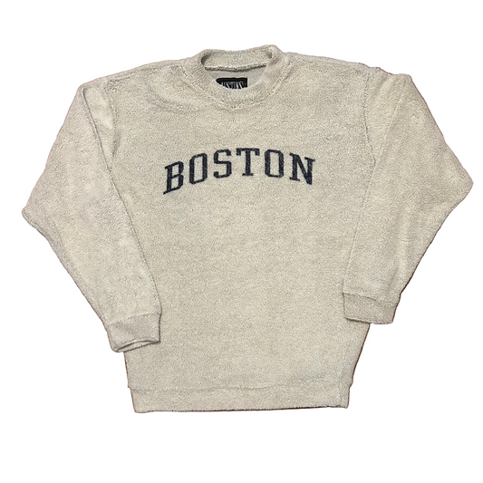 Austins Inc Boston Massachusetts Towel Fleece Grey White Crewneck Sweatshirt - XLarge - 25" x 29"