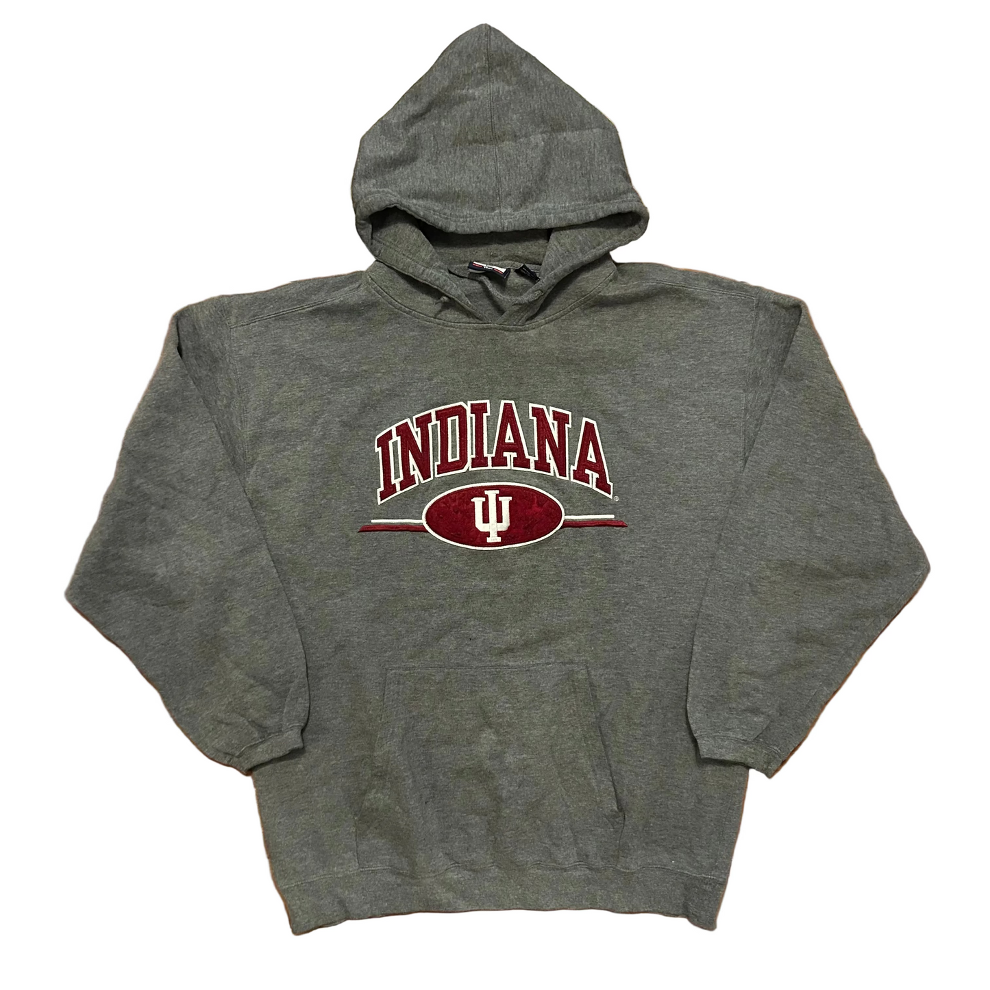 Varsity Athletic Indiana University Grey Red College Hoodie Sweatshirt XLarge - 25" x 30"