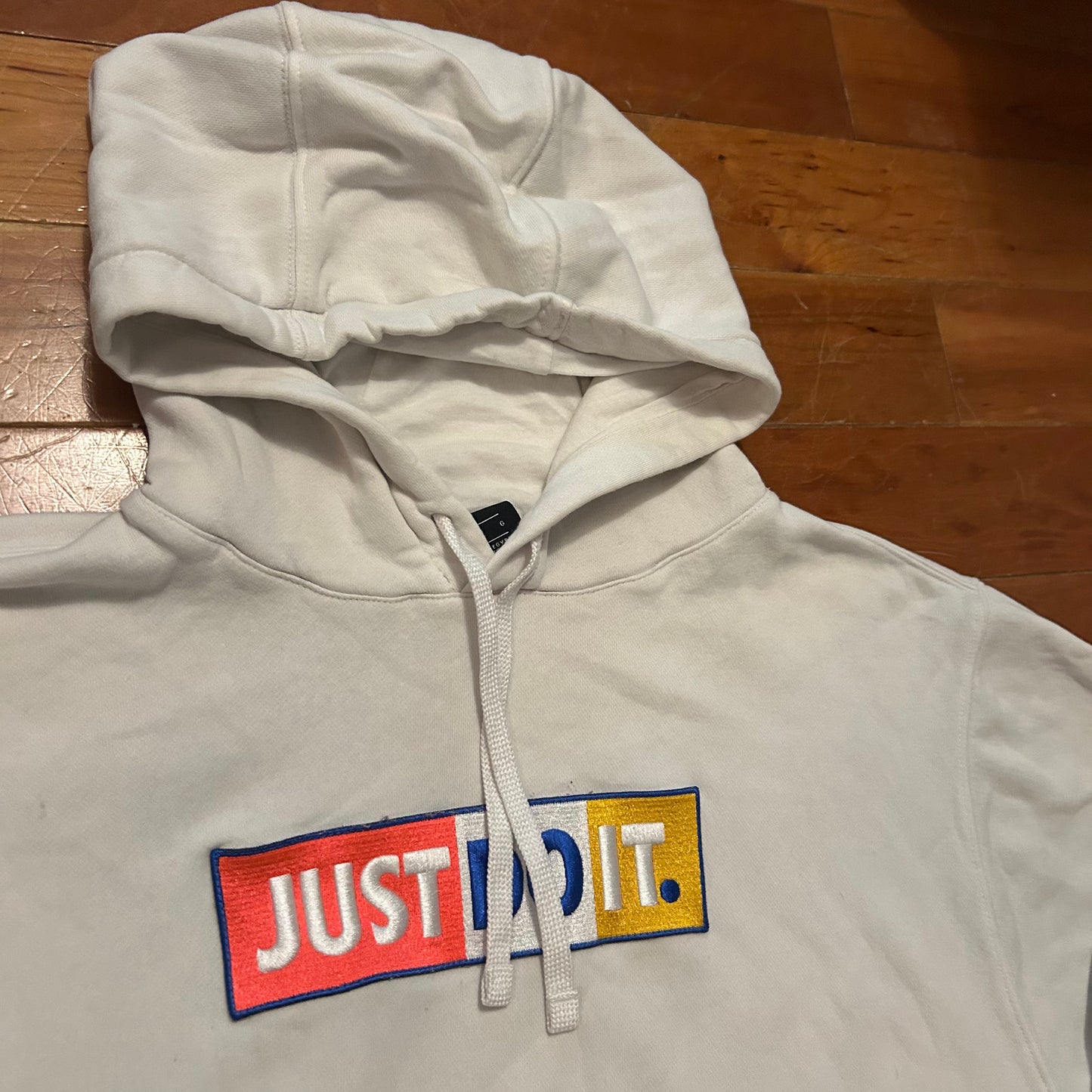 Nike Just Do It White Hoodie Sweatshirt - XLarge - 26" x 26"
