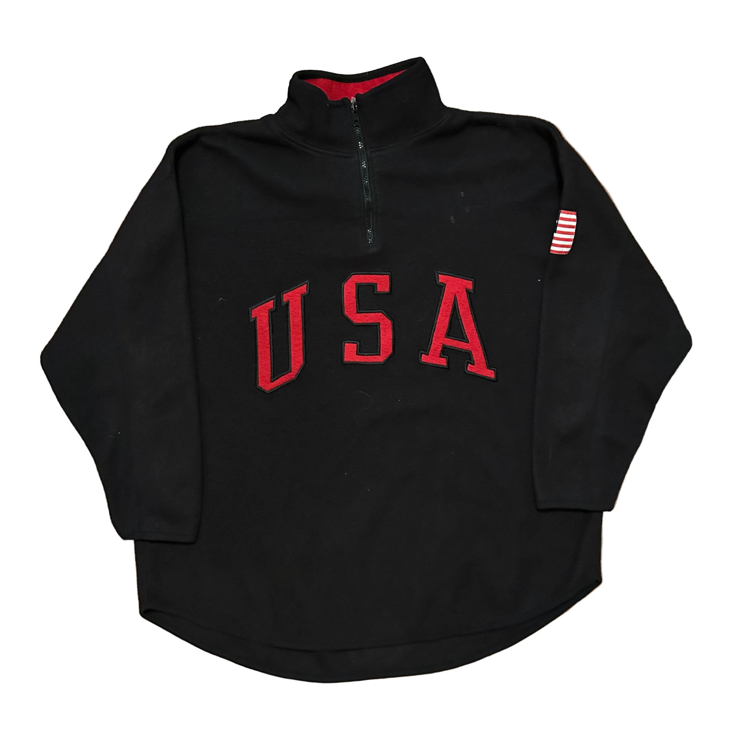 Sport Venezia Black/Dark Navy USA Quarter Zip Fleece Sweatshirt - XLarge - 27" x 33"