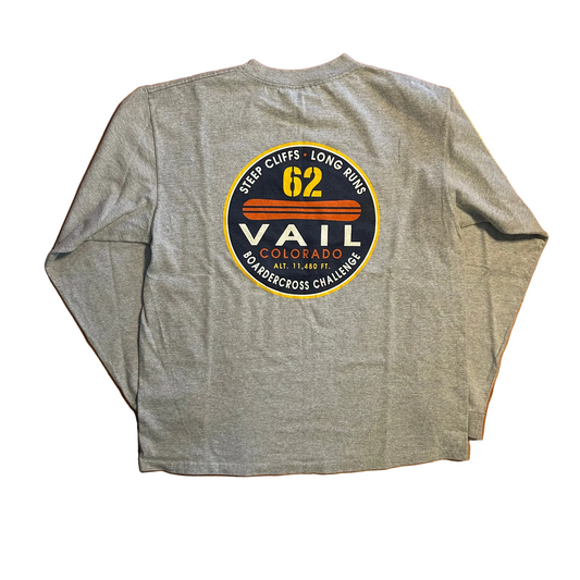 90's Jansport Vail Colorado Boardercross Challenge Grey Longsleeve Shirt - Large - 23" x 28"