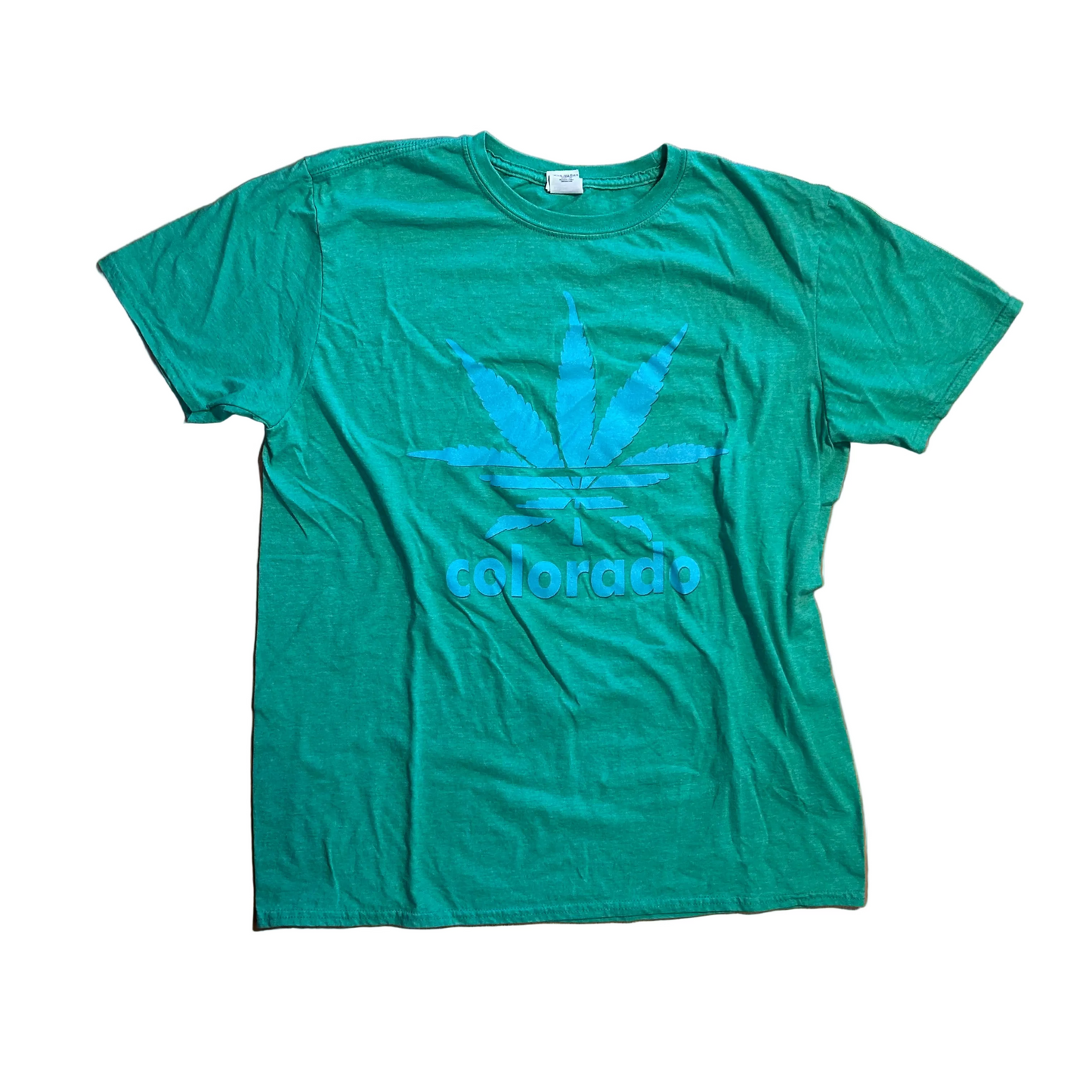 Gildan Colorado Cannabis Adidas Green Tshirt - Medium - 20" x 27.5"