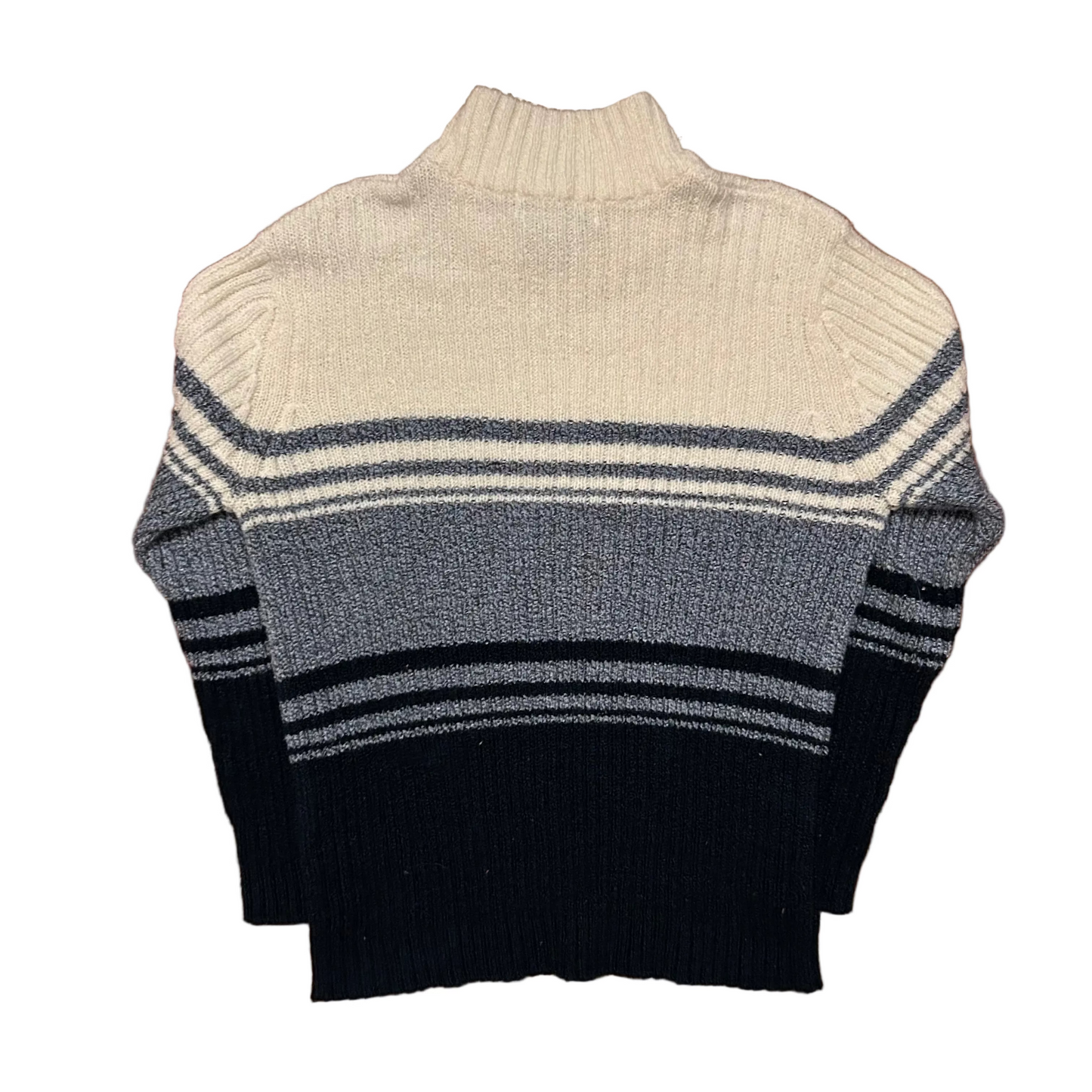 Carolyn Taylor Essentials Acrylic Poly Navy Blue Cream White Sweater - Small - 19" x 25"