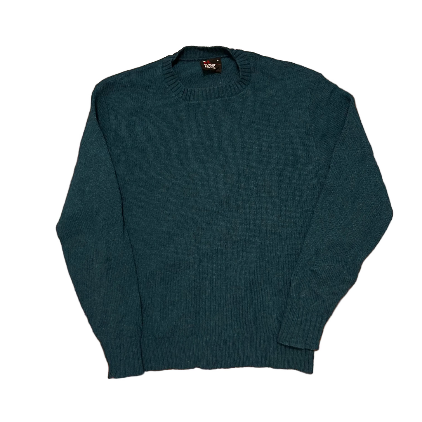 80/90’s Robert Bruce Teal Turquoise Knit Sweater - Large - 22" x 27"