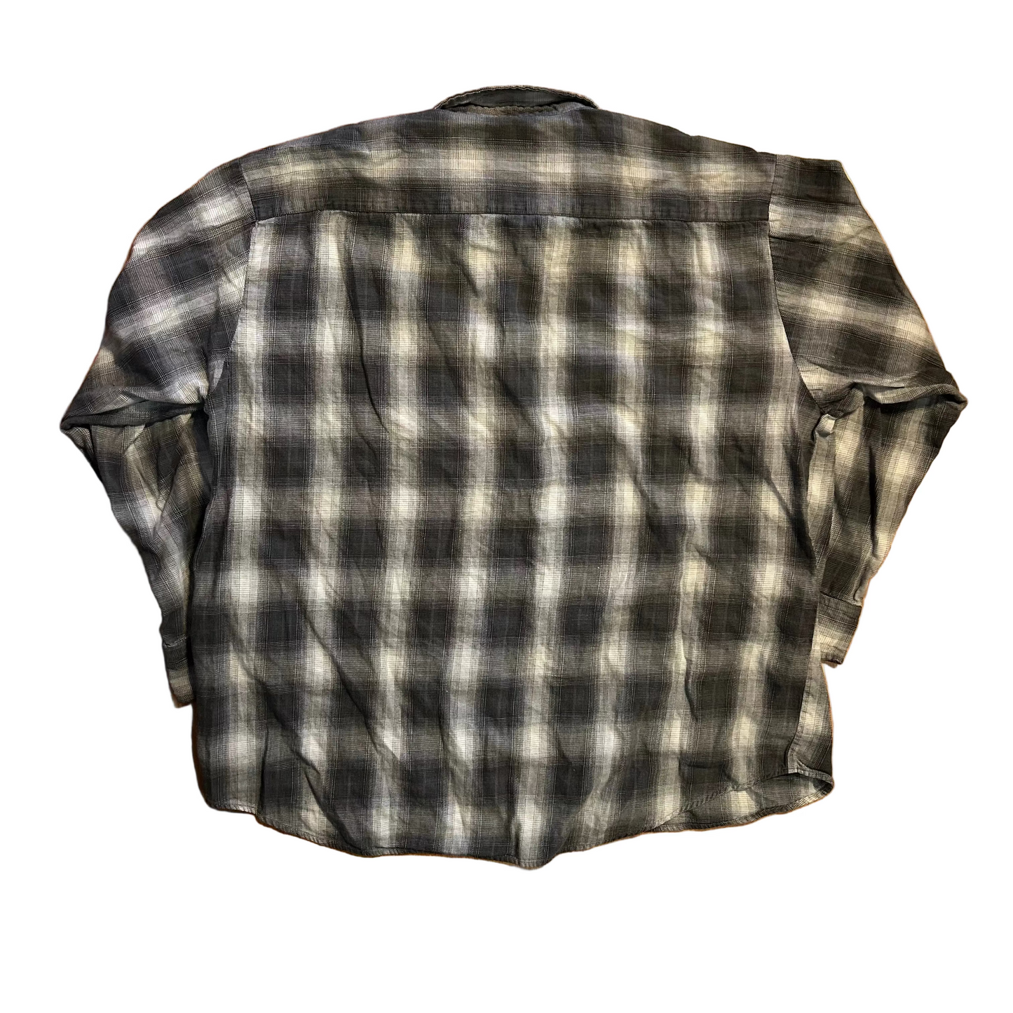 Towncraft Cotton Plaid Grey Shirt - XLarge - 25.5" x 29"