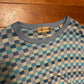 Tricots St Raphael Blue Checkered Knit Sweater - XLarge - 26" x 27"
