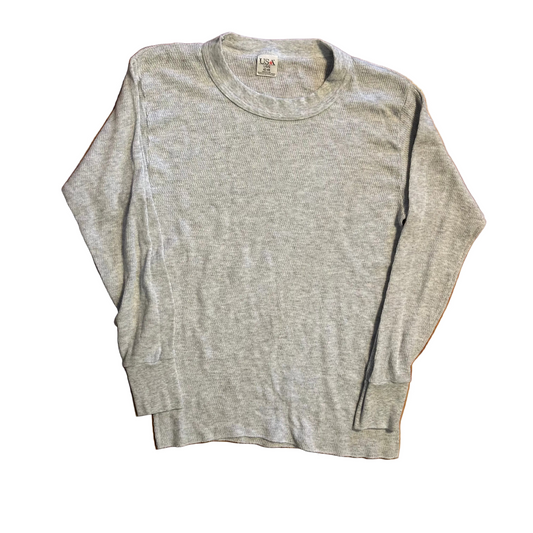 80/90's USA Grey Longsleeve Thermal Shirt - XSmall - 16" x 24"