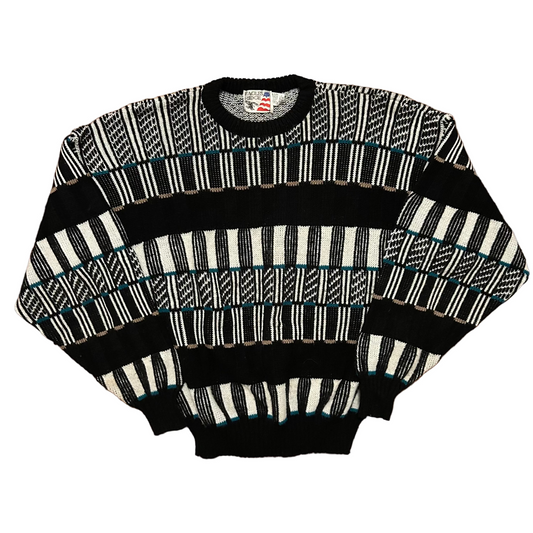 90’s Eagles Pride Black Green White Acrylic Knit Sweater - Large - 22" x 27"