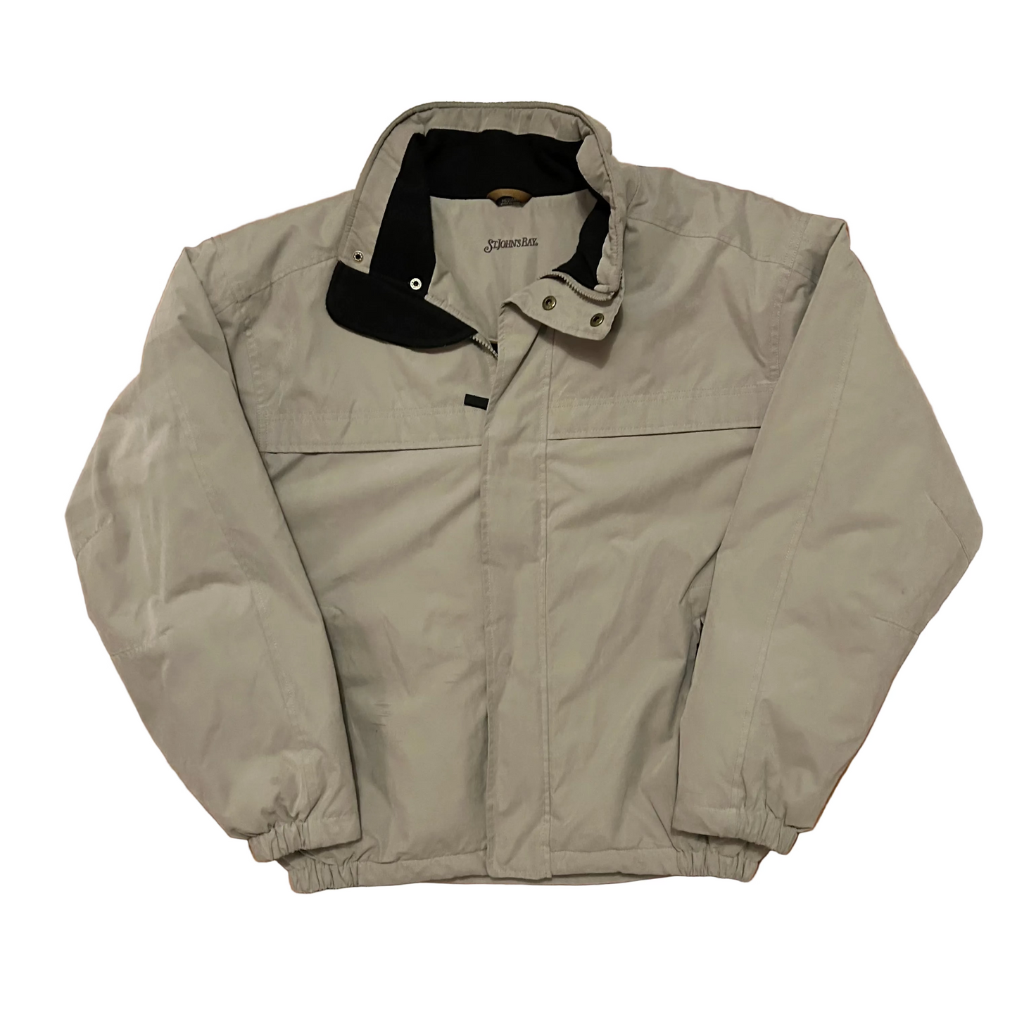 St John’s Bay Khaki Beige Zip Up Windbreaker Rain Jacket - XLarge - 26" x 28"