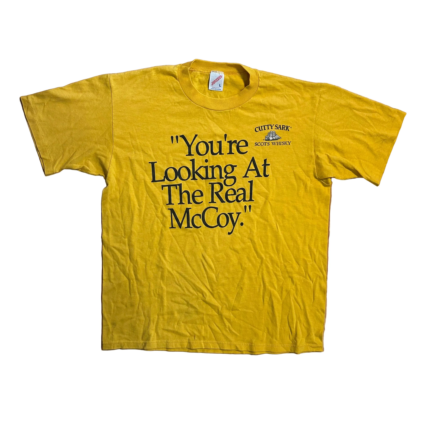 90's Jerzees Looking at the Real McCoy Yellow Tshirt - Medium - 20.5" x 25.5"