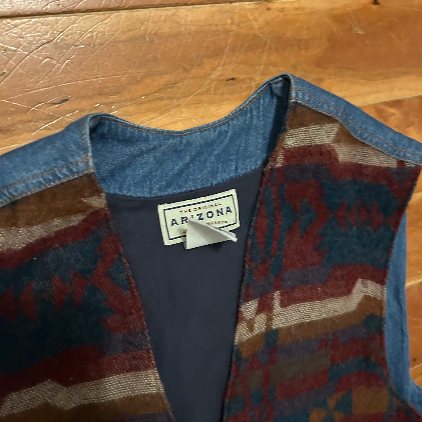 Arizona Patches Aztec Denim Vest - Small - 19" x 21"