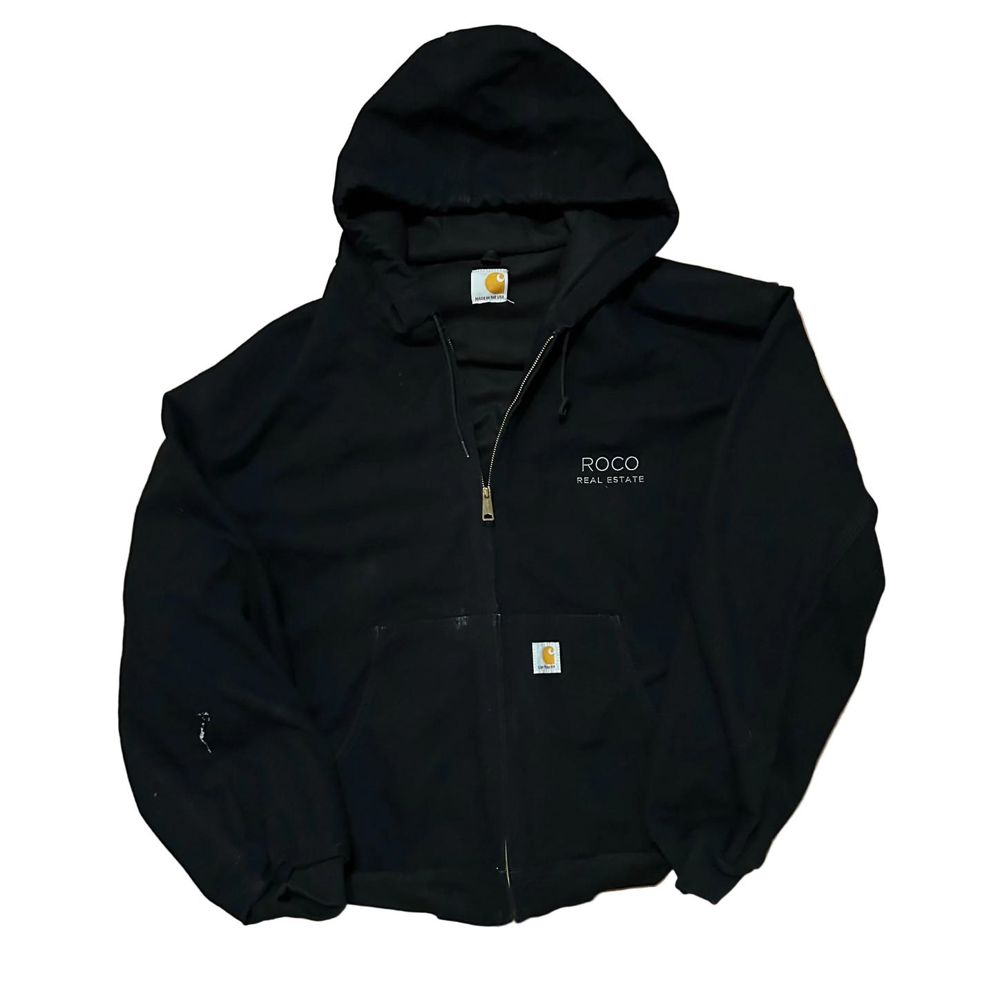 Carphartt Carhartt Hooded Black Zip Up Jacket - XLarge - 32" x 27"