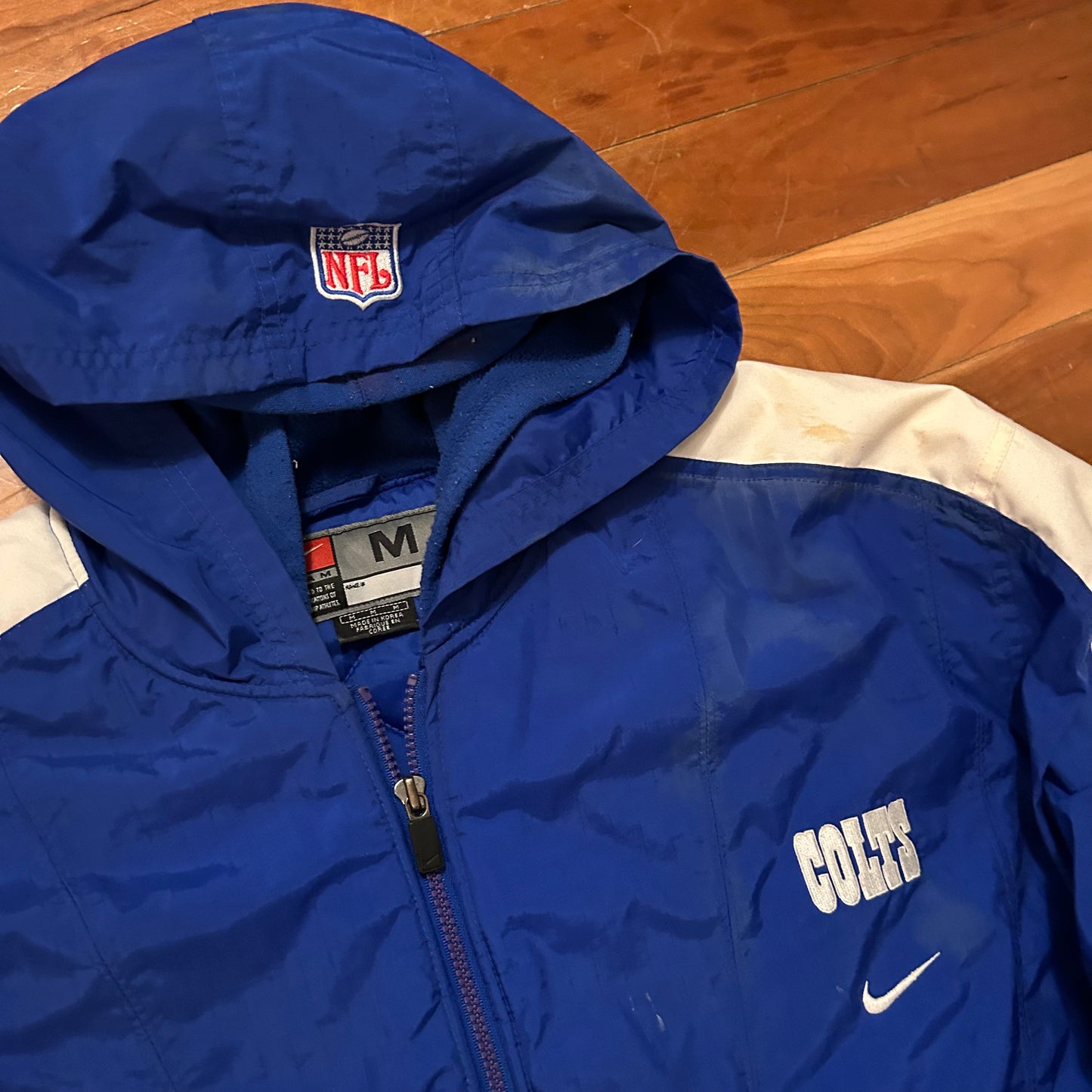 Nike Indianapolis Colts NFL Football Blue Hooded Zip Up Jacket - XLarge - 27" x 28"