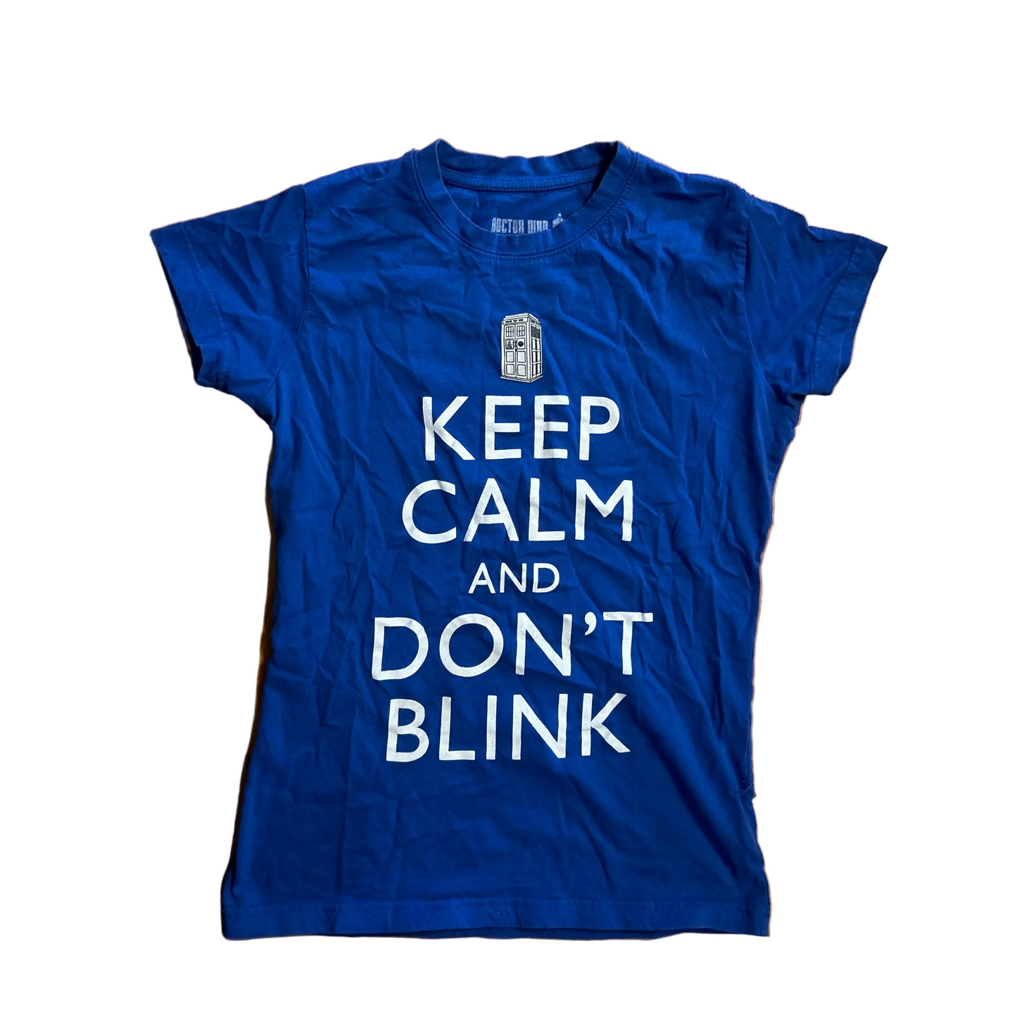 Doctor Who Keep Calm and Don't Blink Blue Tshirt - XSmall - 16" x 23.5"