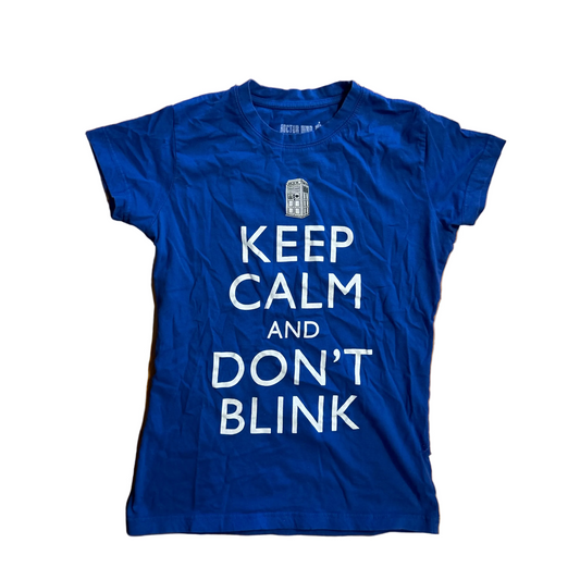 Doctor Who Keep Calm and Don't Blink Blue Tshirt - XSmall - 16" x 23.5"
