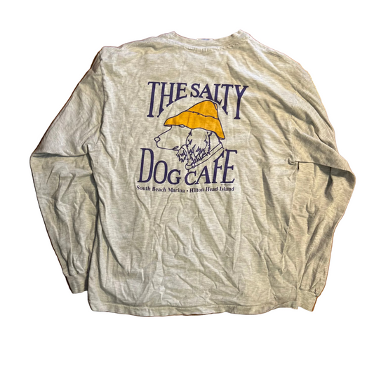 Hanes Beefy The Salty Dog Grey Longsleeve Shirt - Medium - 20" x 26"