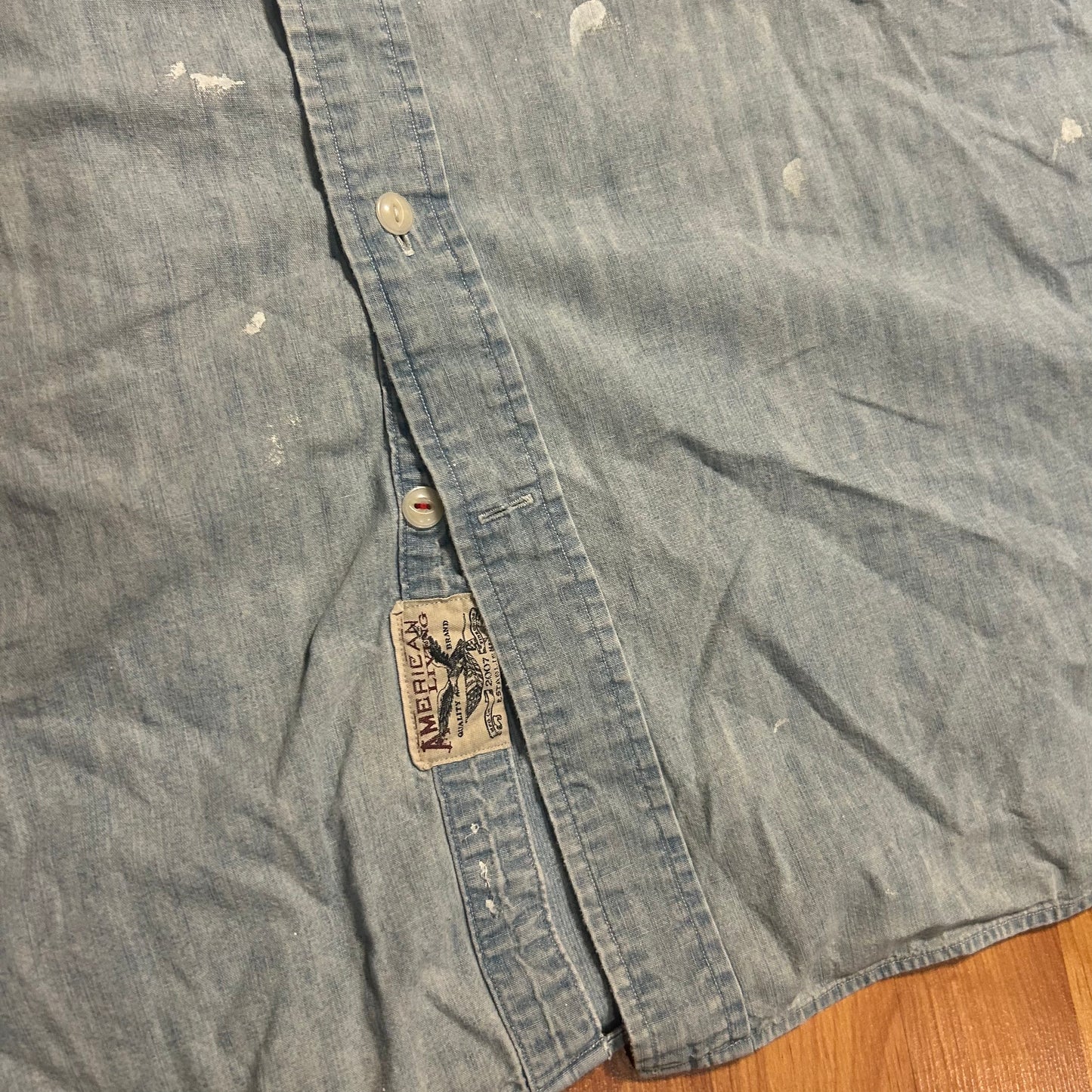 American Living Denim Painter Cutoff Button Up Collared Tanktop Shirt - XLarge - 27” x 32”