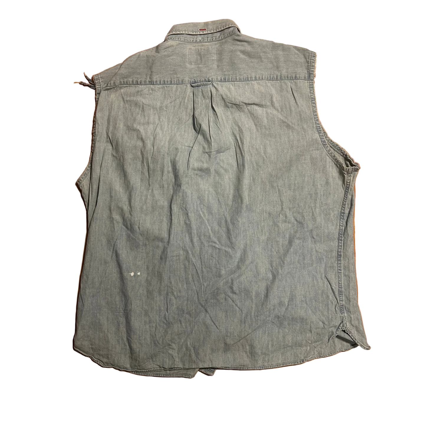 American Living Denim Painter Cutoff Button Up Collared Tanktop Shirt - XLarge - 27” x 32”