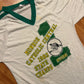 70/80’s Bantams Monroe Catholic Central State Champs VNeck White Green Tshirt - Small - 18” x 29”