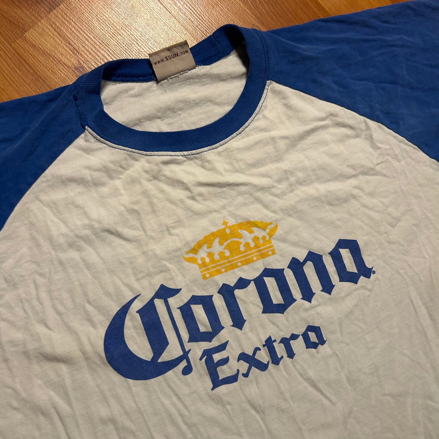 Fifth Sun Corona Extra White Blue Beer Tshirt - Large - 23” x 27”
