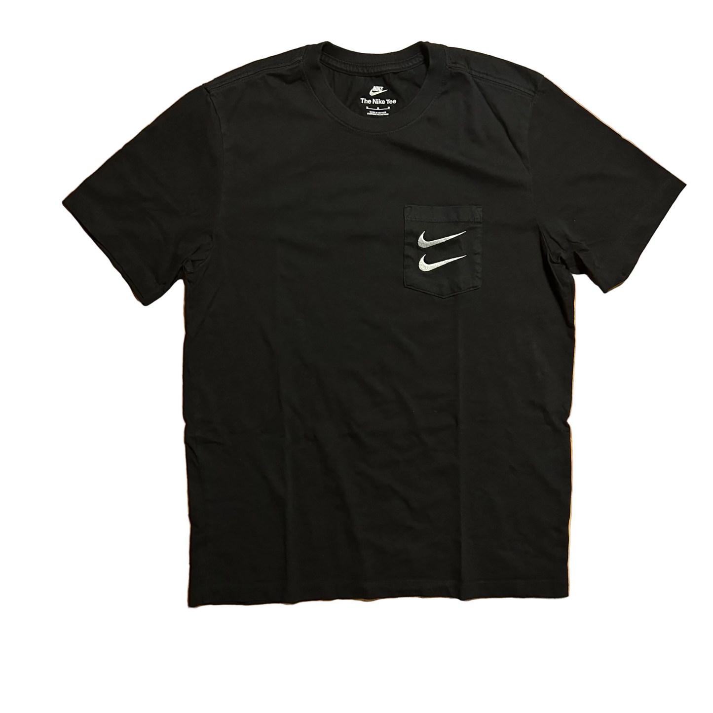 Nike The Nike Tee Double Swoosh Black Pocket Tshirt - Medium - 20” x 27”