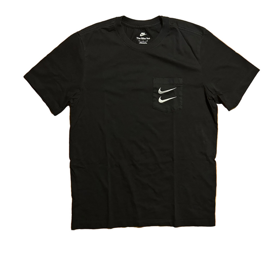Nike The Nike Tee Double Swoosh Black Pocket Tshirt - Medium - 20” x 27”