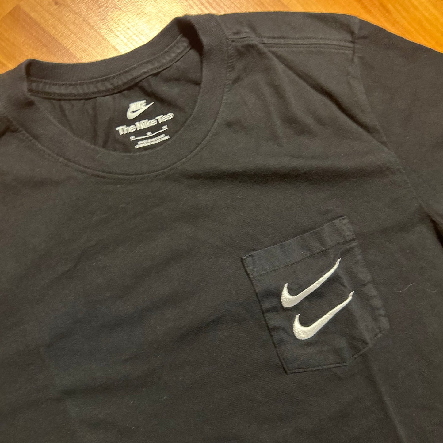 Nike The Nike Tee Double Swoosh Black Pocket Tshirt - Medium - 20” x 27”