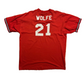 80/90’s Russell Athletics St Louis Cardinals MLB Baseball Wolfe Red VNeck Tshirt - Large - 22” x 29”