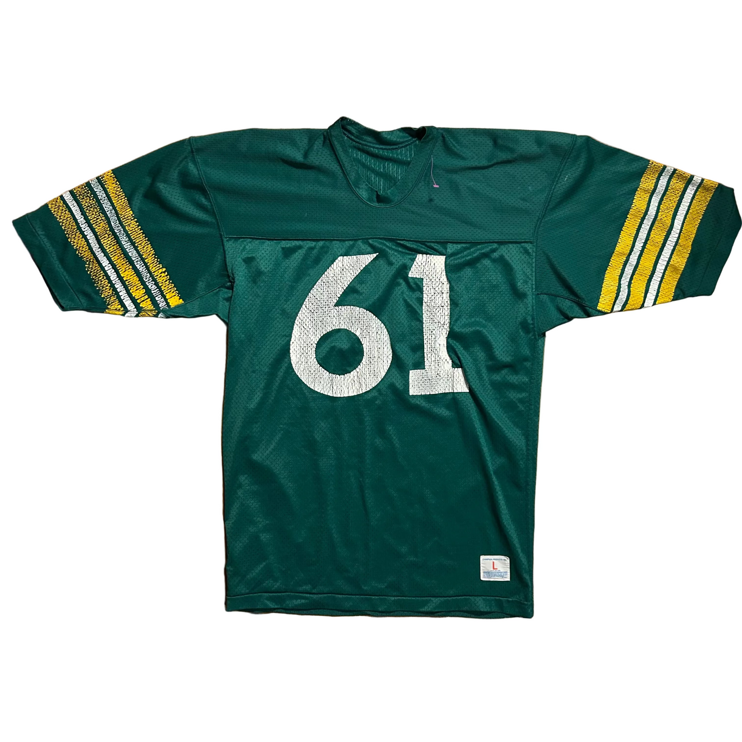 80/90’s Champion Green Bay Packers NFL Football Green Nylon Jersey Shirt - Large - 22” x 31”