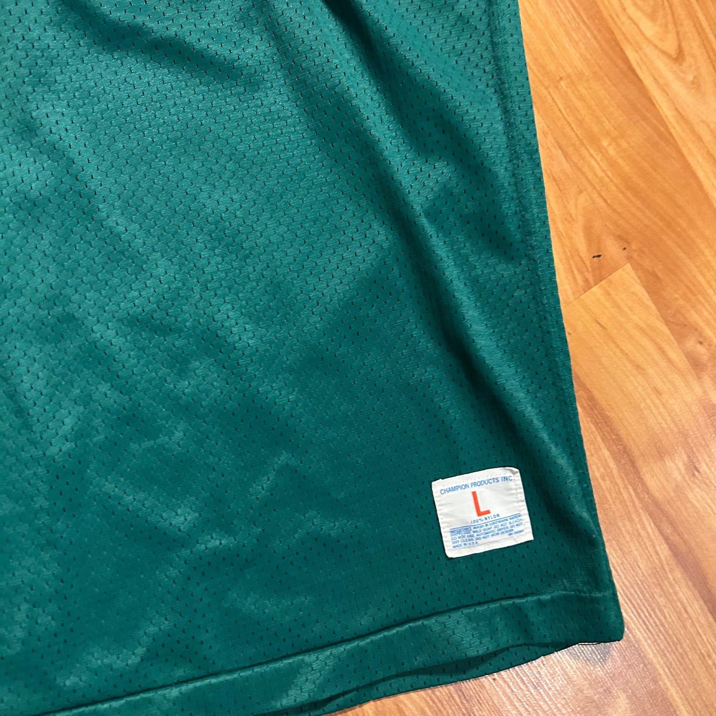 80/90’s Champion Green Bay Packers NFL Football Green Nylon Jersey Shirt - Large - 22” x 31”