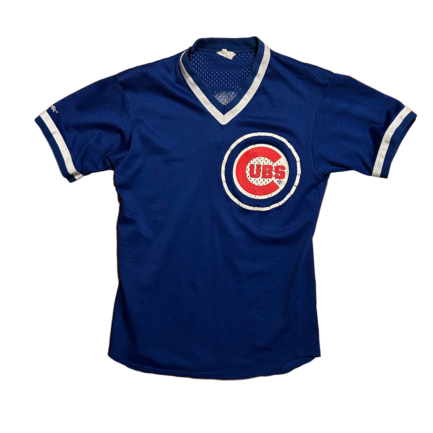 90’s Majestic MLB Chicago Cubs 6 Baseball Blue VNeck Jersey Shirt - Small - 18” x 26”