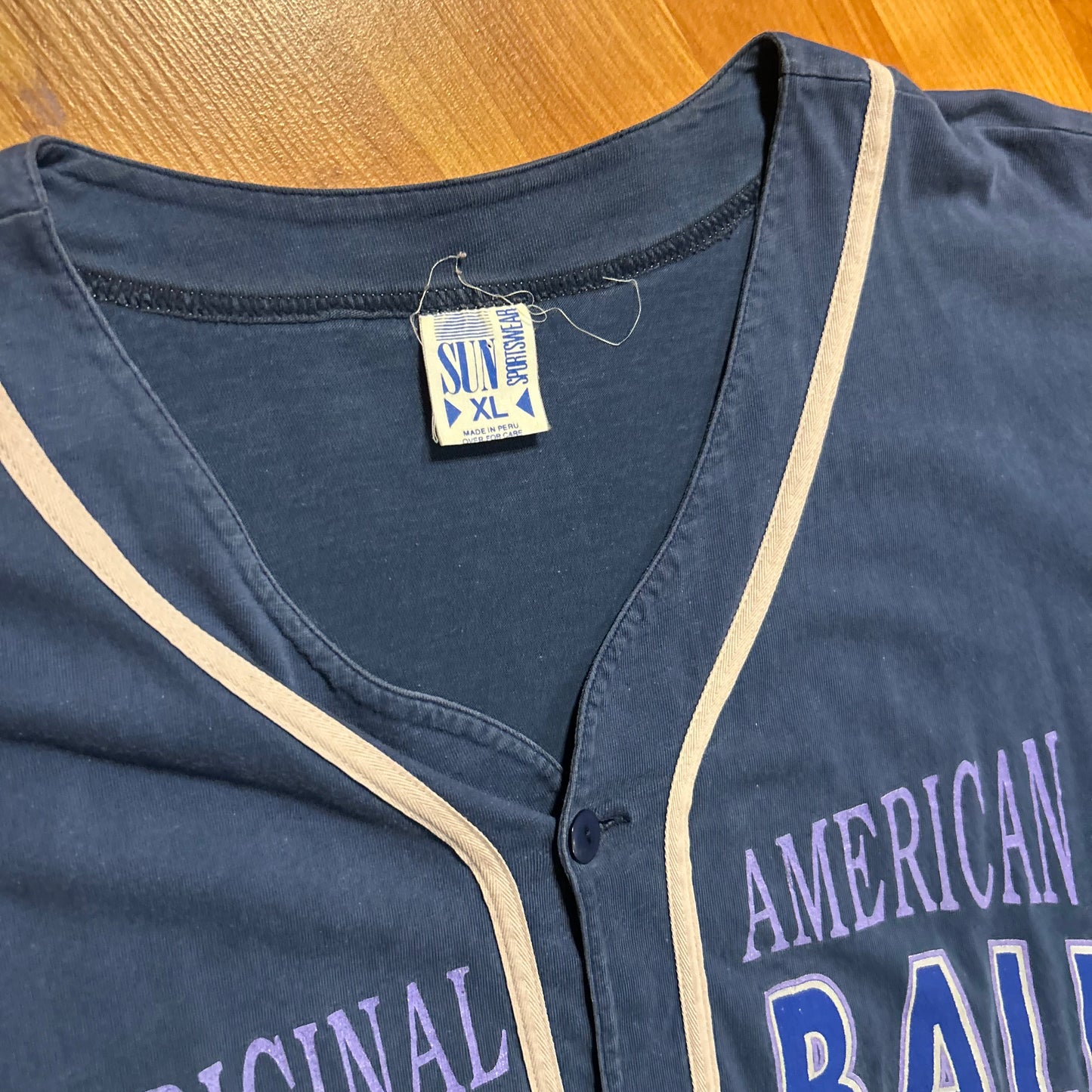 80/90’s Sun Sportswear Original American Fastball Clothing Baseball Jersey Shirt - Large - 23” x 27”