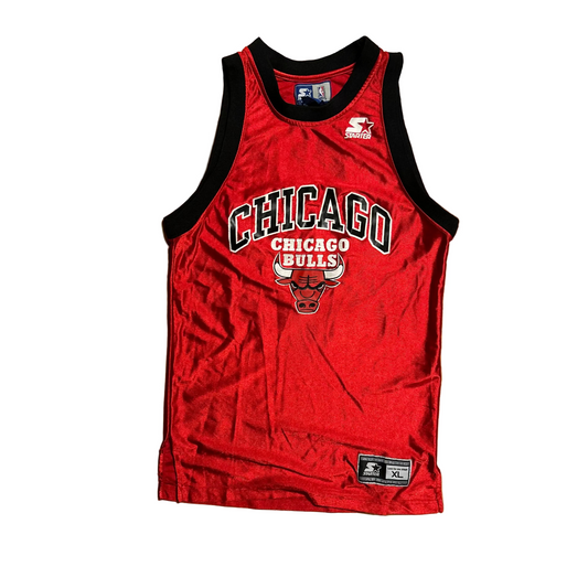 90/00’s Starter Chicago Bulls Michael Jordan Red Nylon Jersey Shirt - Small - 18” x 29”