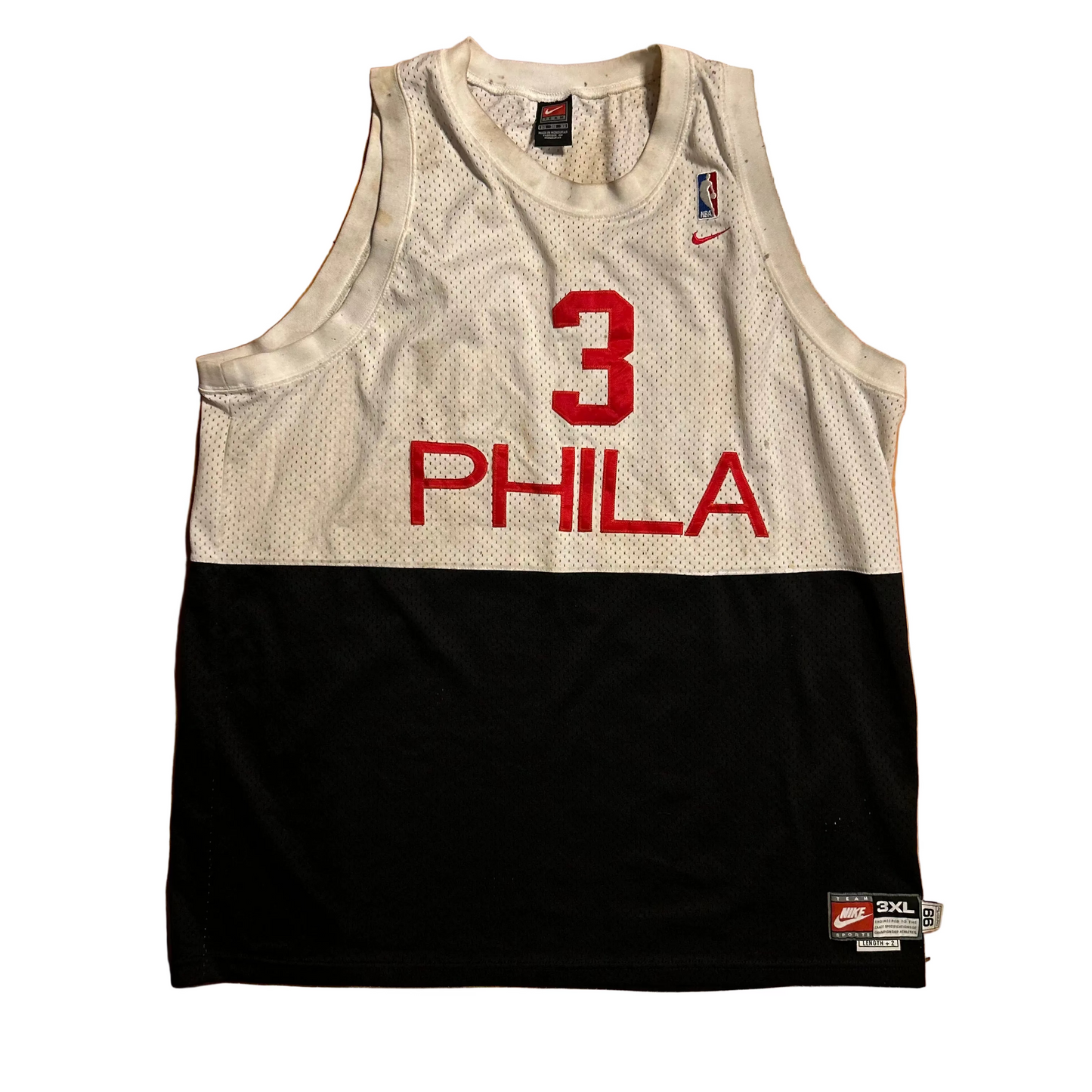 00’s Nike Philadelphia 76ers Allen Iverson 3 Jersey Shirt - XLarge - 26” x 35”