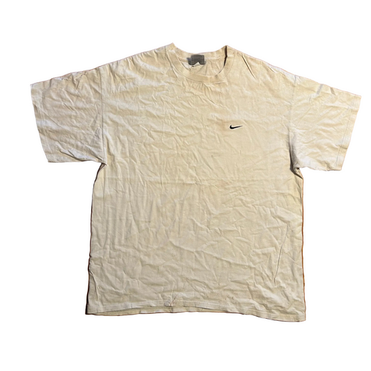 00’s Nike Mini Swoosh Embroidered White Tshirt - XLarge - 24" x 31"