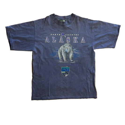 90’s Alaska Conservation Last Frontier North Country Blue Polar Bear Tshirt - Large - 22.5" x 30"