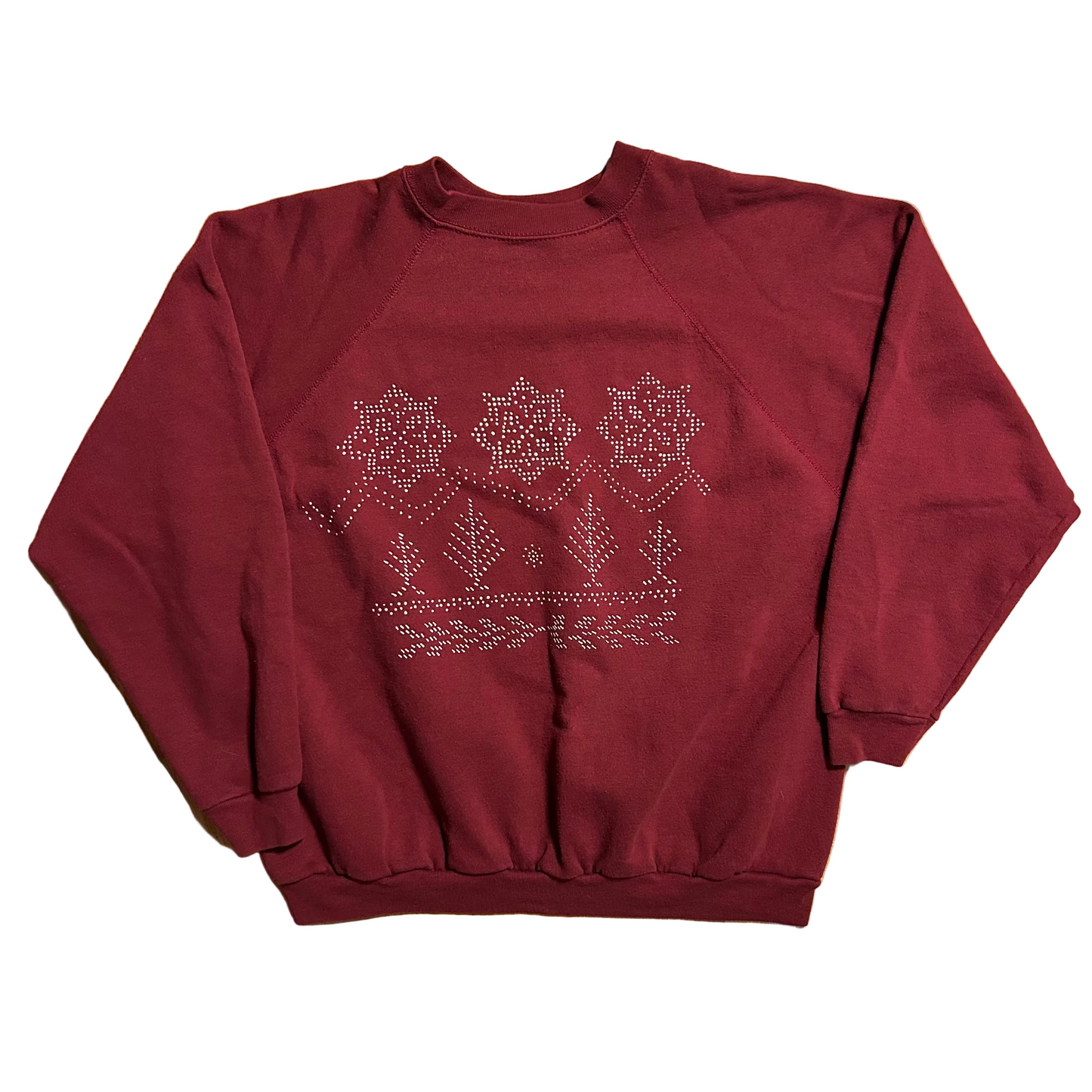 90’s Tultex Winter Scene Red Maroon Crewneck Sweatshirt - XLarge - 25" x 26.5"