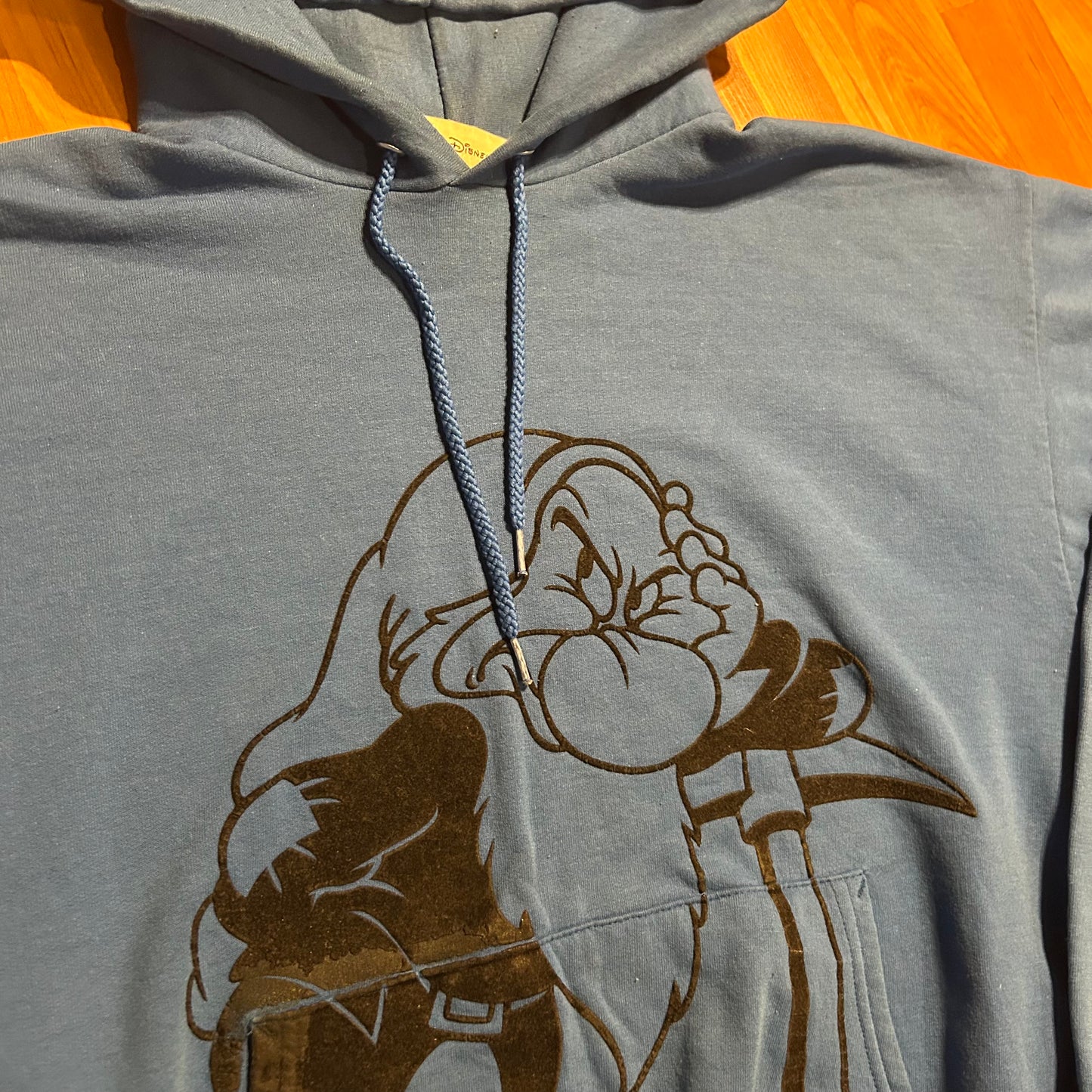 Walt Disney World Grumpy Blue Hoodie Sweatshirt - XLarge - 24" x 27"