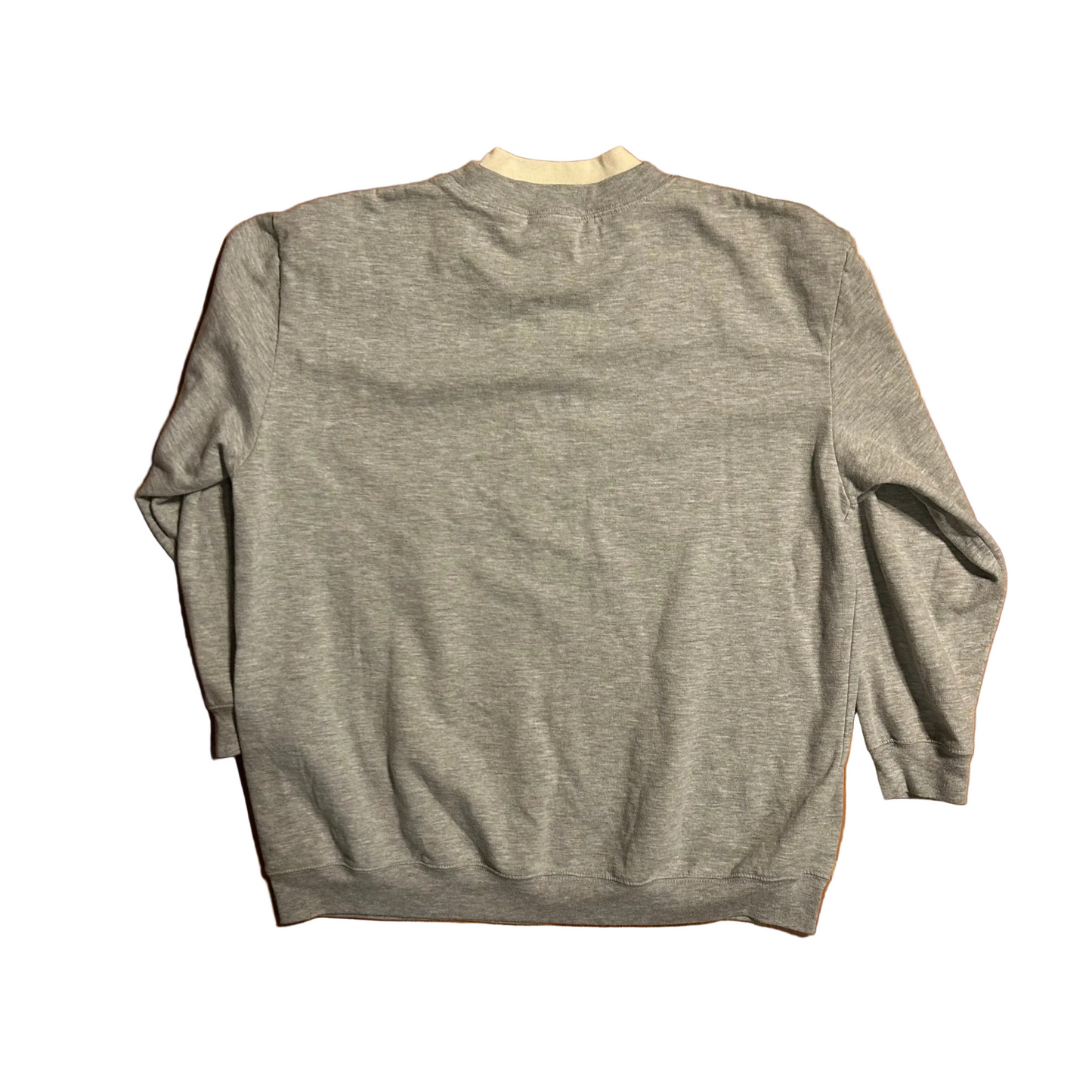 Scarecrow Fall Autumn Grey Double Collared Crewneck Sweatshirt - Large - 23.5" x 27"