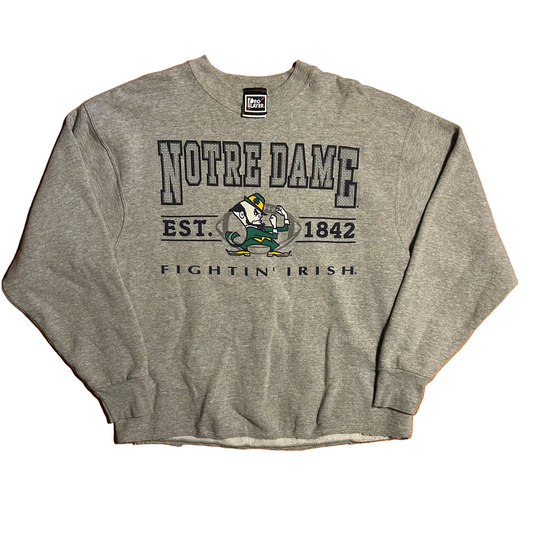 Pro Layer Notre Dame Fighting Irish Grey Cutoff Crewneck Sweatshirt - Large - 23" x 28"