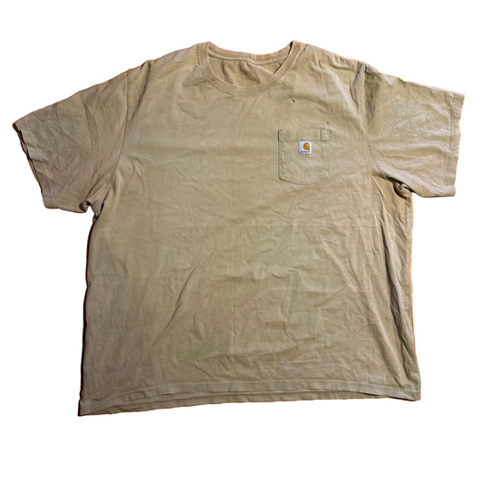 Carhartt Carphartt Brown Tan Distressed Pocket Tshirt - XLarge - 30" x 33"