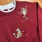 Morning Sun Fall Autumn Cat Maroon Red Double Collared Crewneck Sweatshirt - Medium - 21" x 25"