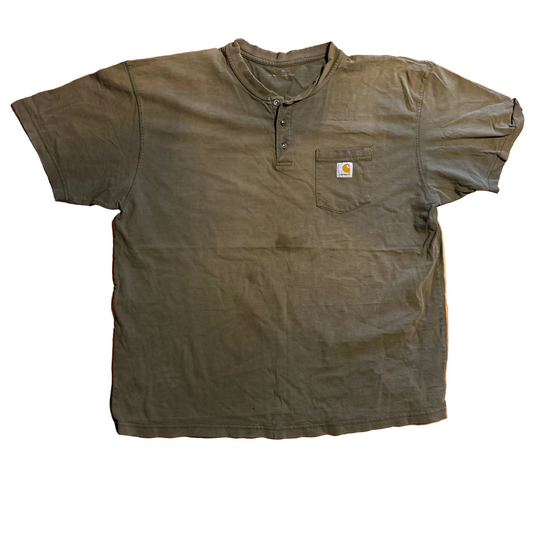 Carhartt Carphartt Brown Green Faded Distressed Pocket Tshirt - XLarge - 26" x 31"