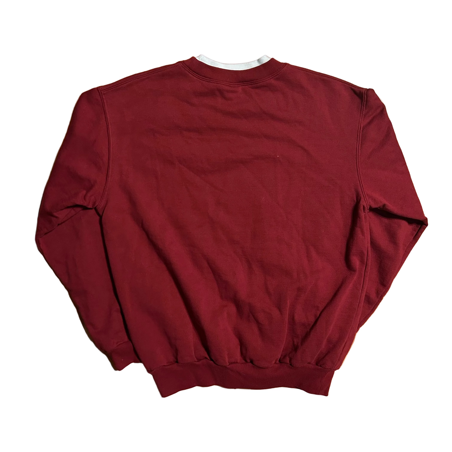 Morning Sun Fall Autumn Cat Maroon Red Double Collared Crewneck Sweatshirt - Medium - 21" x 25"
