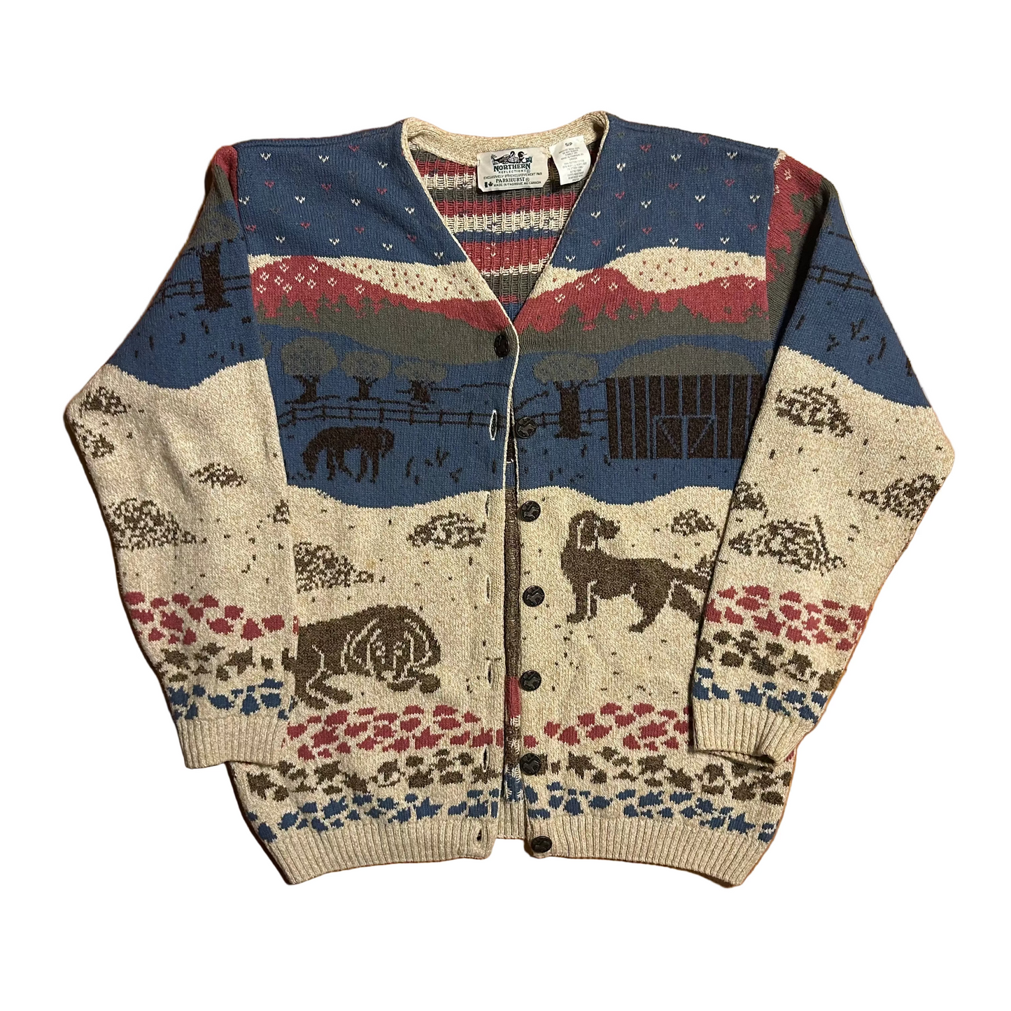 Northern Reflection Multicolor Dog Acrylic Cotton Cardigan Sweater - Medium - 21.5" x 26"