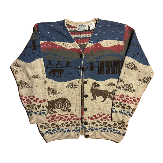 Northern Reflection Multicolor Dog Acrylic Cotton Cardigan Sweater - Medium - 21.5" x 26"