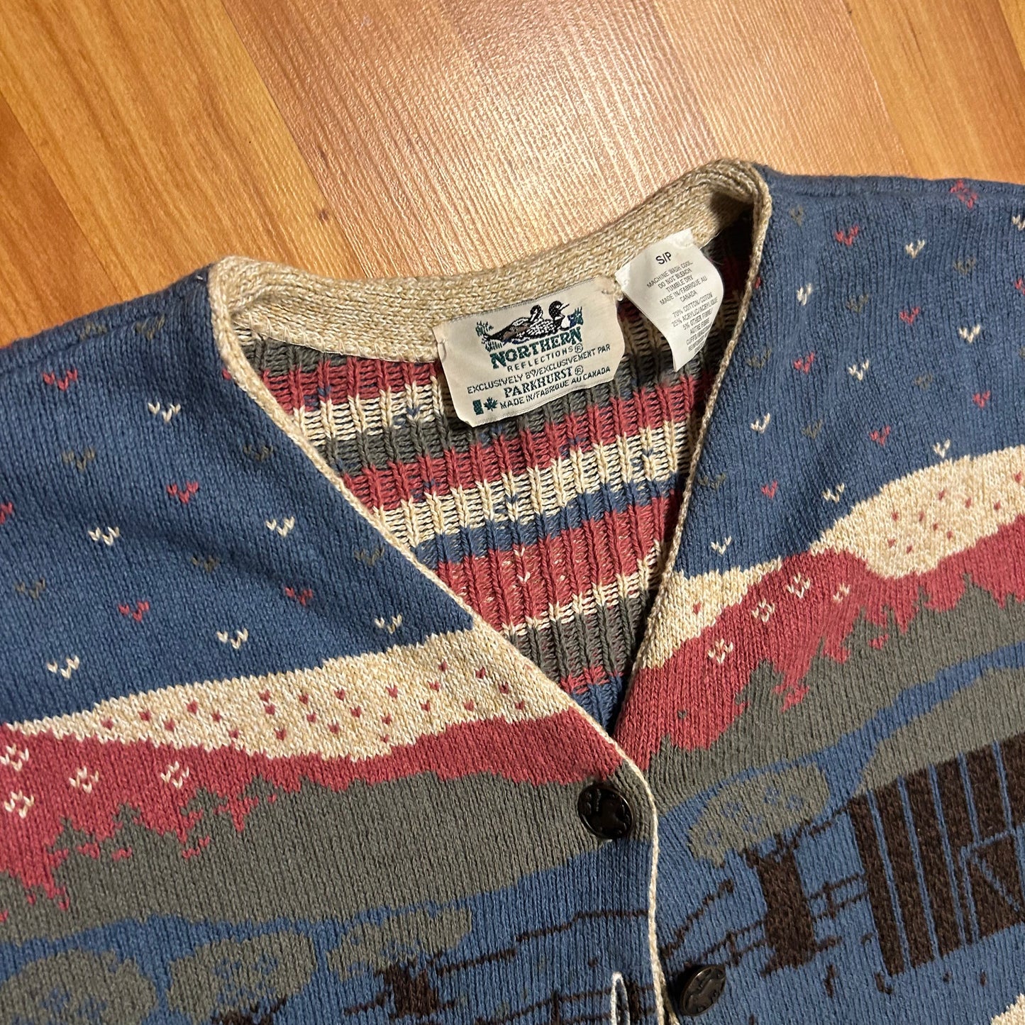 Northern Reflection Multicolor Dog Acrylic Cotton Cardigan Sweater - Medium - 21.5" x 26"